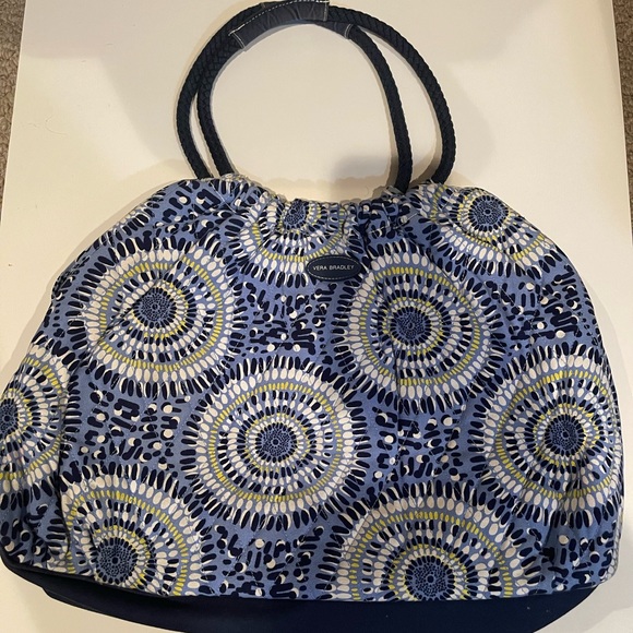 Vera Bradley tote bag multi blue with yellow and white - Picture 1 of 8